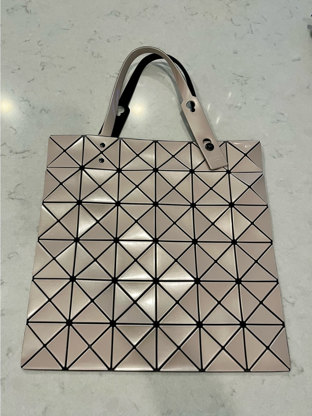 Geometric Panel Tote Bag in Light Beige